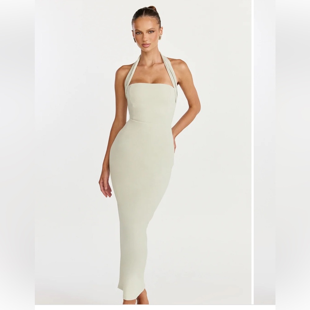 Showpo Salome Halter-Neck Column Midi Dress Sage women size 4 New